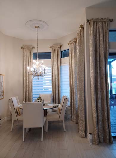 Custom Drapery Panels in Dining Room